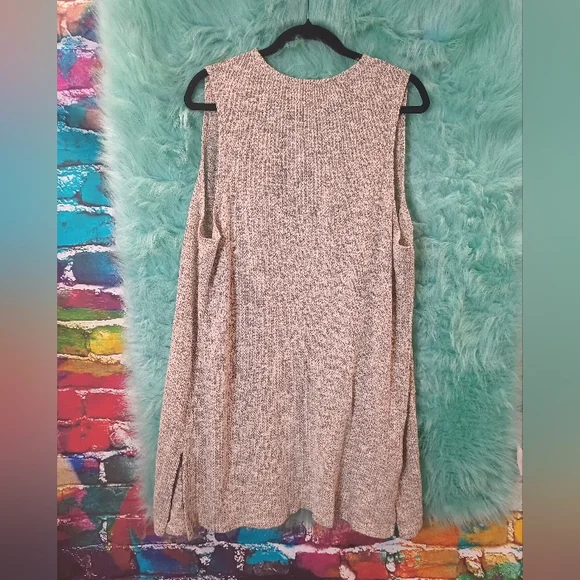 Ruby Rd Gray Silver White Sleeveless Open Front Fall Sweater Size M - Picture 10 of 14